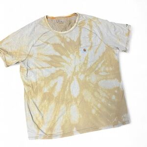 Carhartt Men's Cream and Yellow Tie-Dye Tee